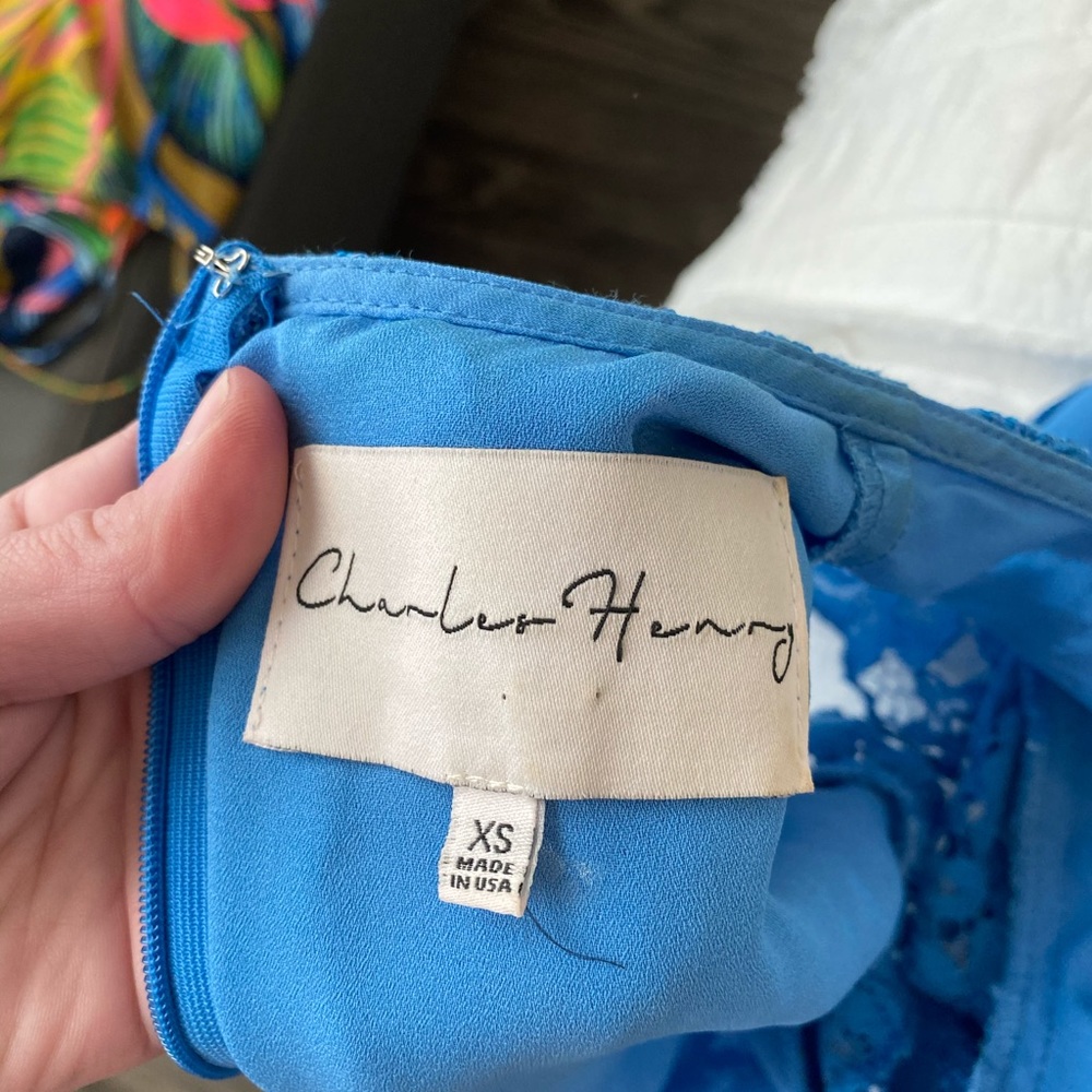 Charles Henry Lace Sheath Blue Dress - Picture 4 of 4